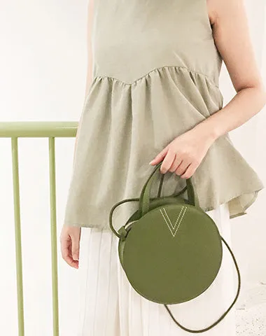 Stylish LEATHER WOMENs Circle Handbags Round SHOULDER BAGs Purse FOR WOMEN