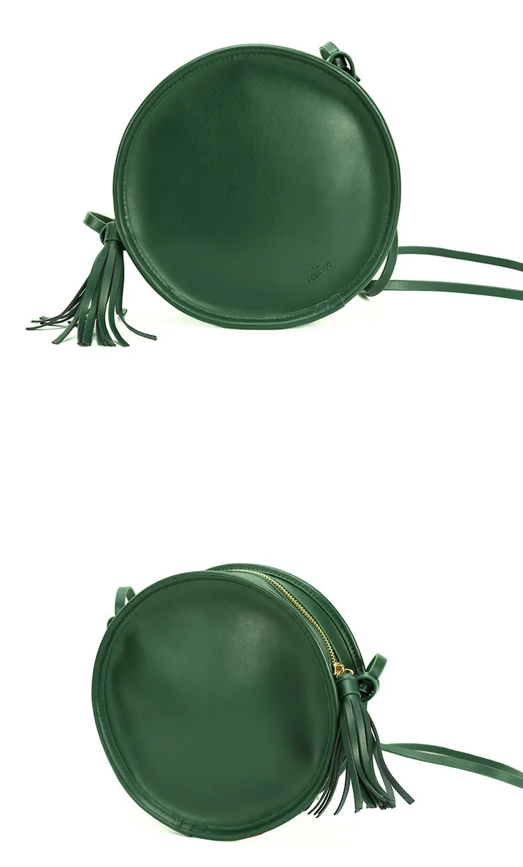 Stylish LEATHER WOMENs Circle Purse Round SHOULDER BAGs Purse FOR WOMEN