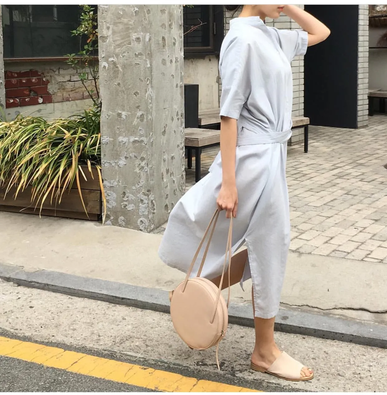 Stylish Leather Womens Circle Shoulder Bag Round Purse For Women