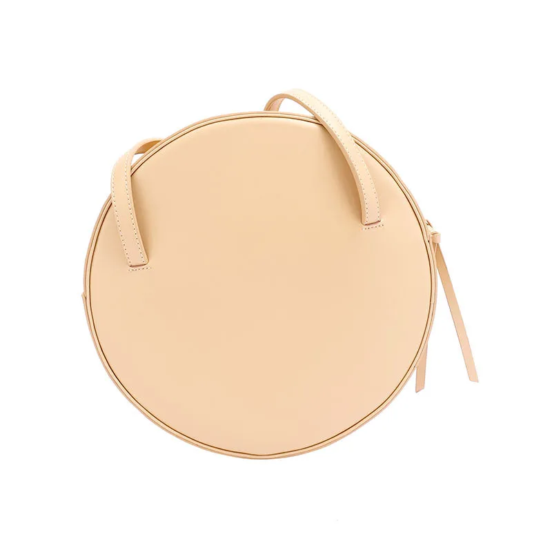 Stylish Leather Womens Circle Shoulder Bag Round Purse For Women