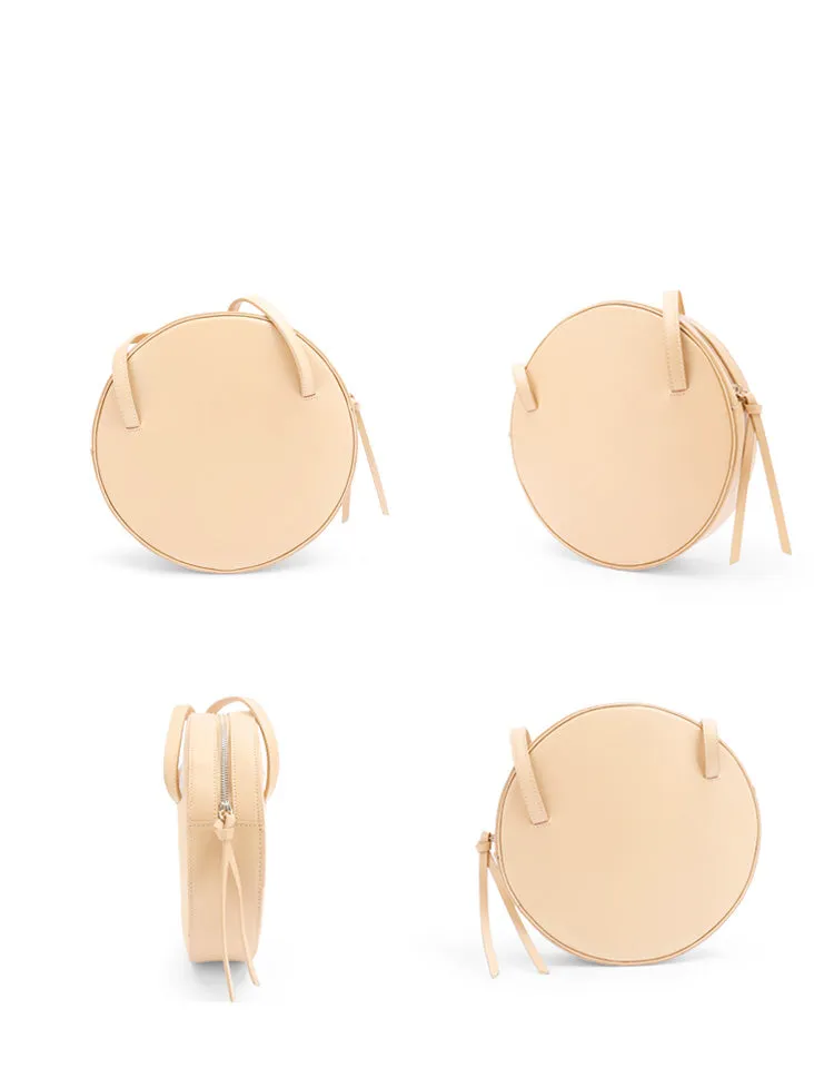 Stylish Leather Womens Circle Shoulder Bag Round Purse For Women