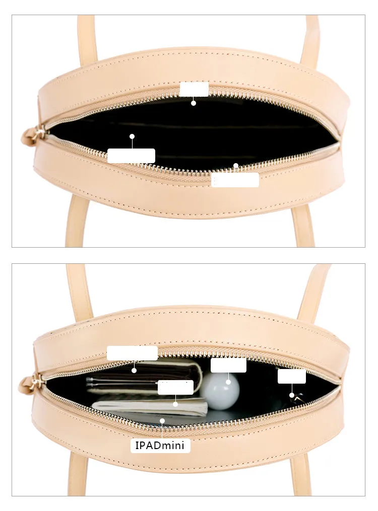 Stylish Leather Womens Circle Shoulder Bag Round Purse For Women