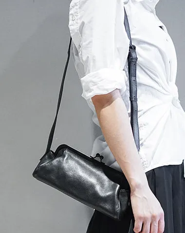 Stylish Womens Black Leather Long Doctor Shoulder Purse Black Doctor Crossbody Purses for Women