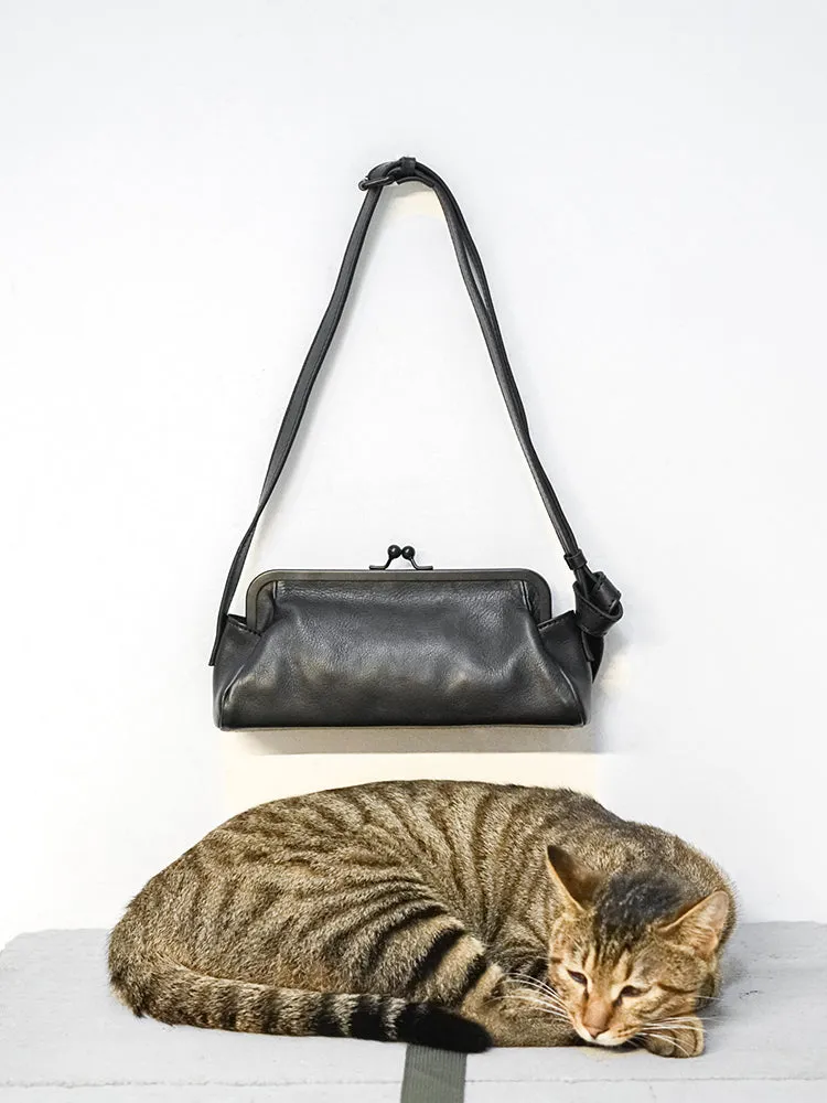 Stylish Womens Black Leather Long Doctor Shoulder Purse Black Doctor Crossbody Purses for Women