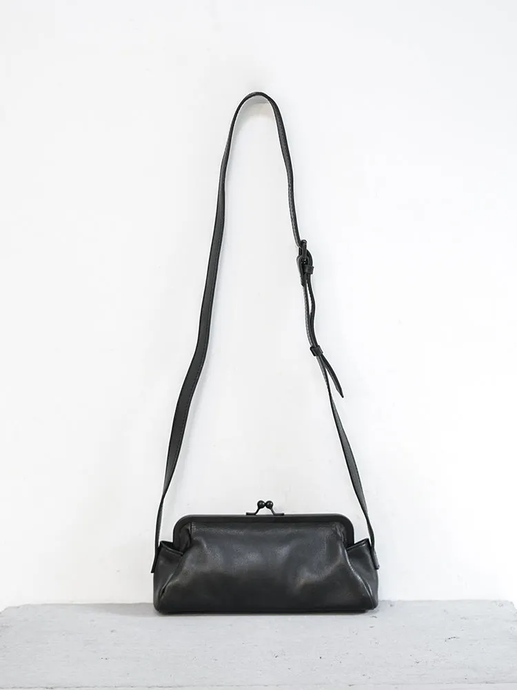 Stylish Womens Black Leather Long Doctor Shoulder Purse Black Doctor Crossbody Purses for Women