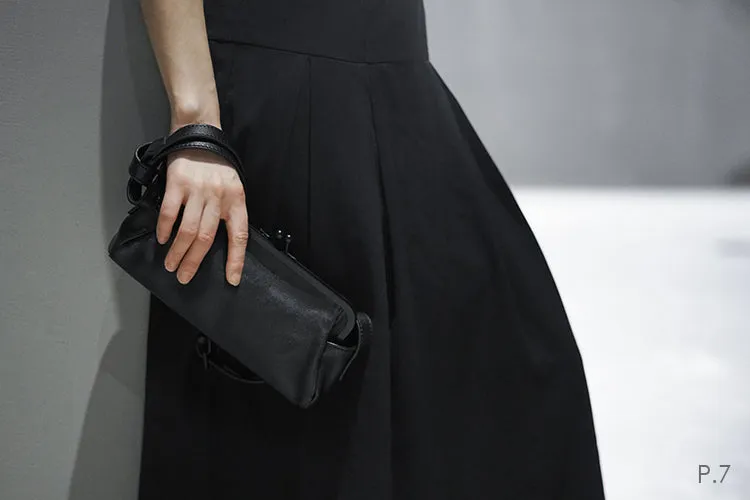 Stylish Womens Black Leather Long Doctor Shoulder Purse Black Doctor Crossbody Purses for Women