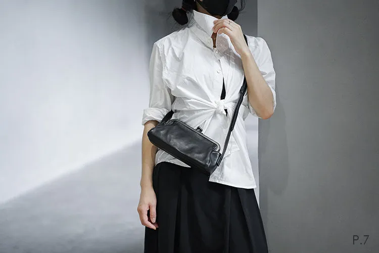 Stylish Womens Black Leather Long Doctor Shoulder Purse Black Doctor Crossbody Purses for Women