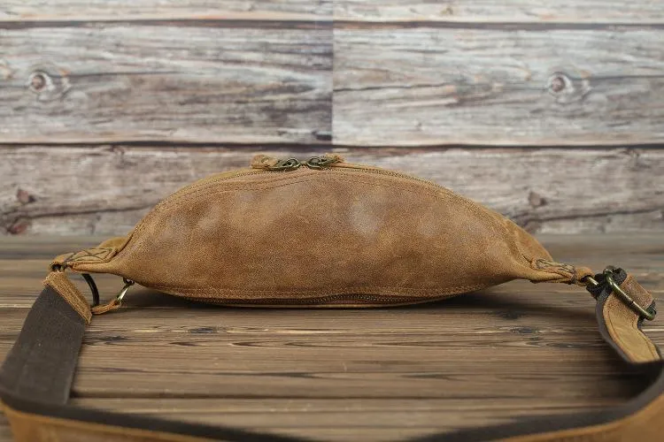 Tan Leather Fanny Pack Men's Brown Chest Bag Hip Bag Bum Bag Waist Bags For Men