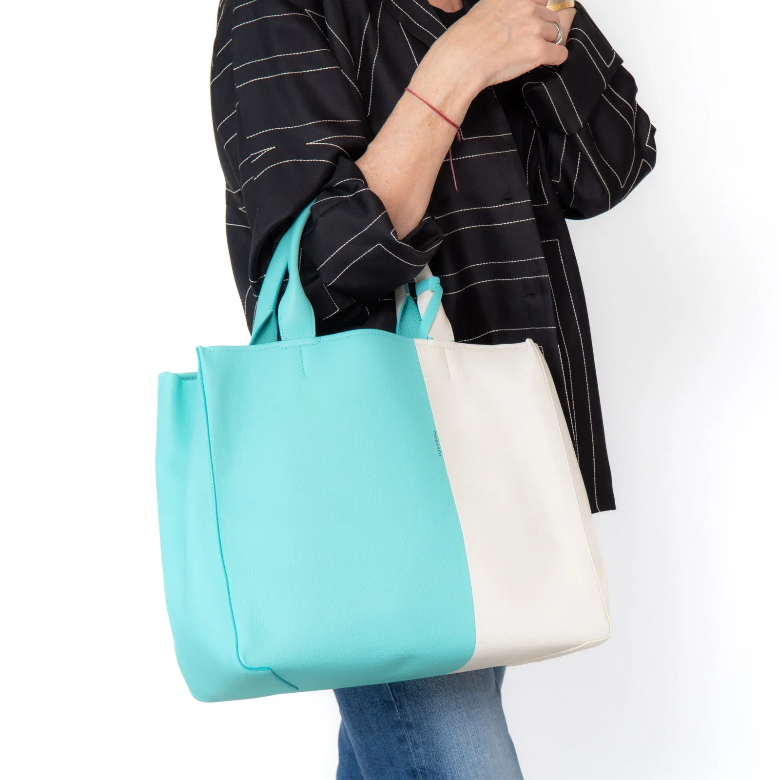 Tiffany & Co Colour Block Leather Tote Bag