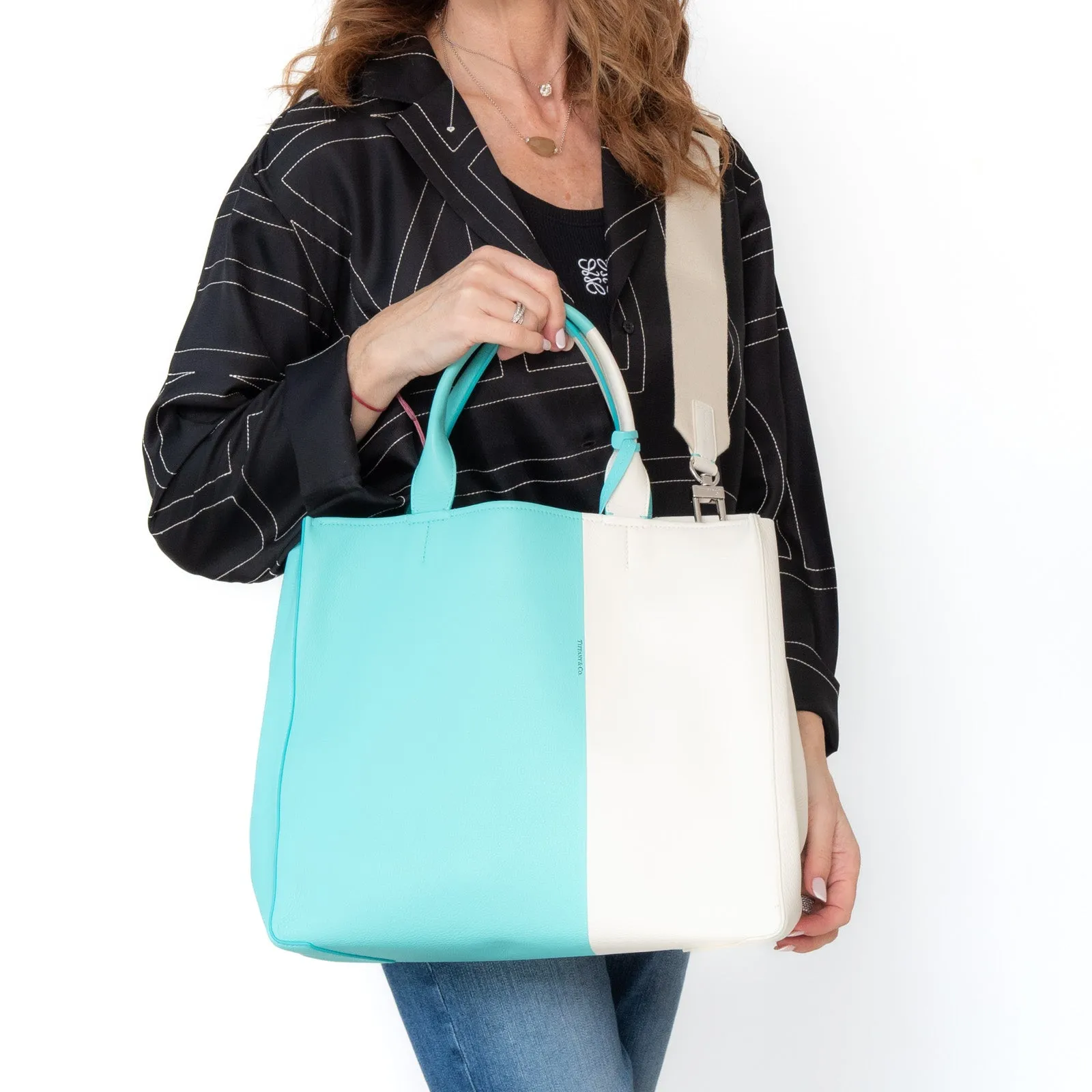 Tiffany & Co Colour Block Leather Tote Bag