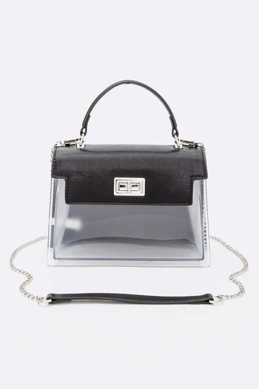 Two Tone Top Handle Transparent Stadium Bag