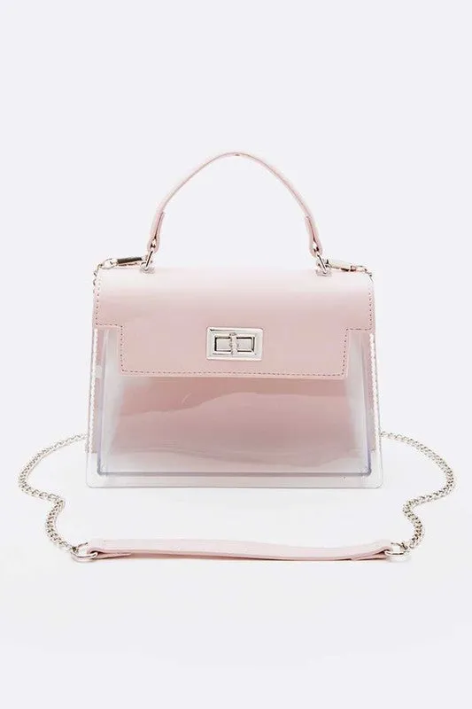 Two Tone Top Handle Transparent Stadium Bag