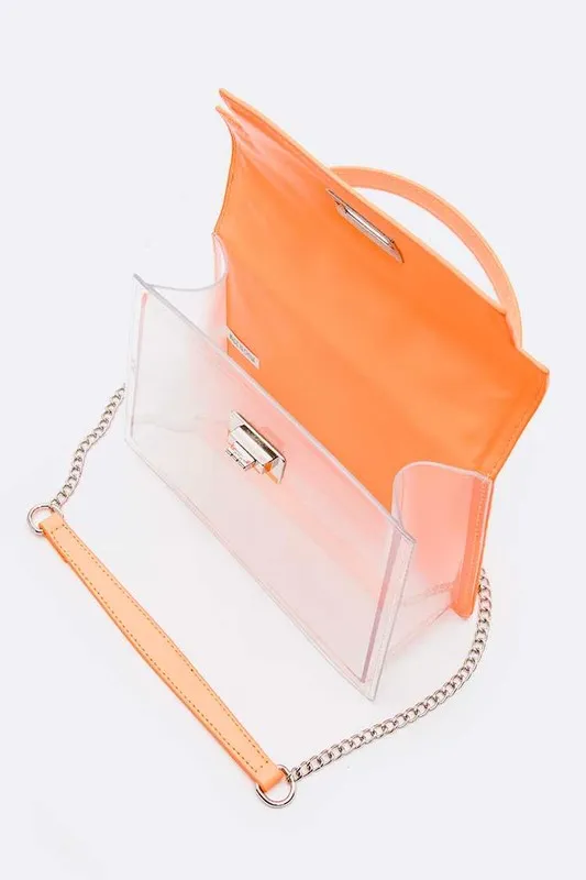 Two Tone Top Handle Transparent Stadium Bag