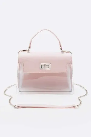 Two Tone Top Handle Transparent Stadium Bag
