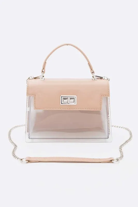 Two Tone Top Handle Transparent Stadium Bag