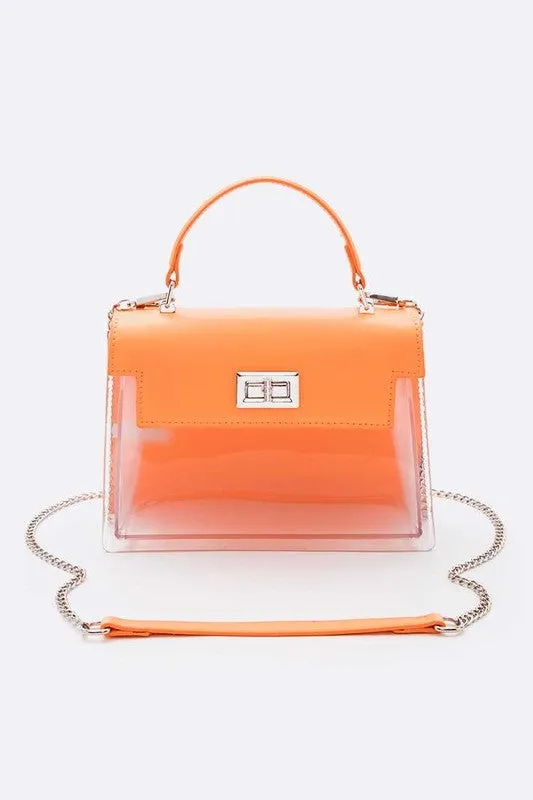 Two Tone Top Handle Transparent Stadium Bag
