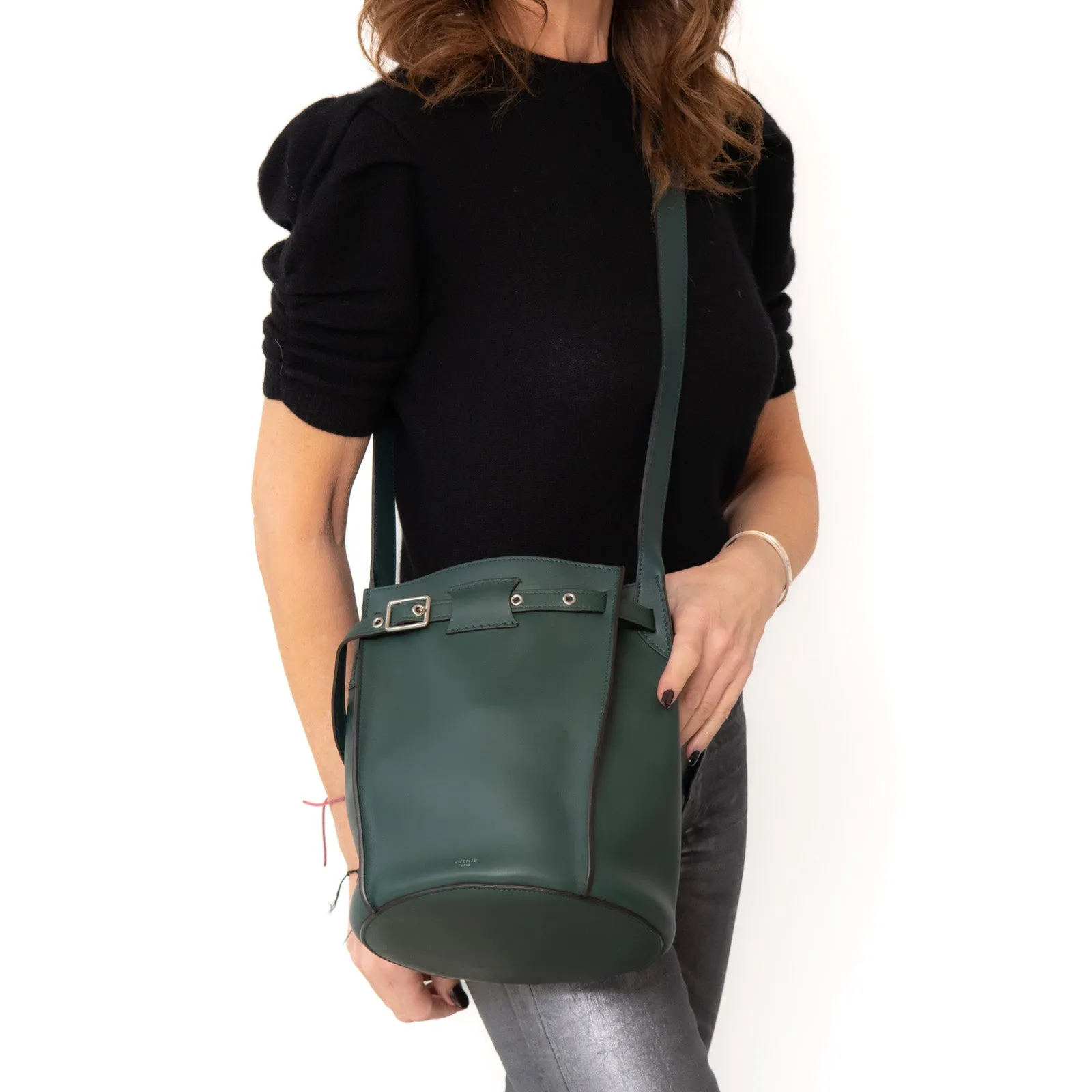 **UNUSED** Celine  Green Leather Bucket Bag