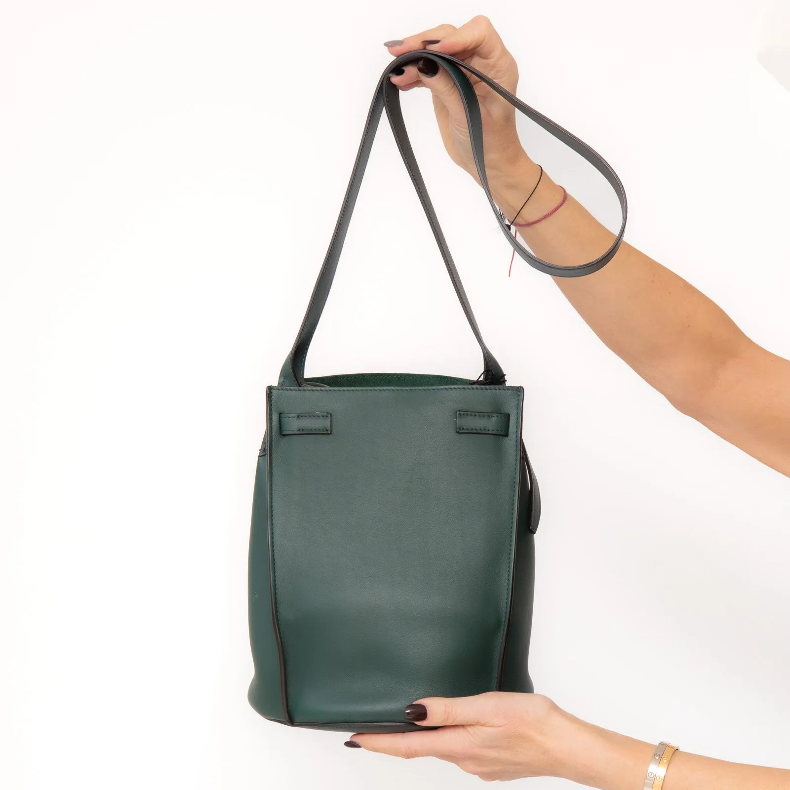 **UNUSED** Celine  Green Leather Bucket Bag