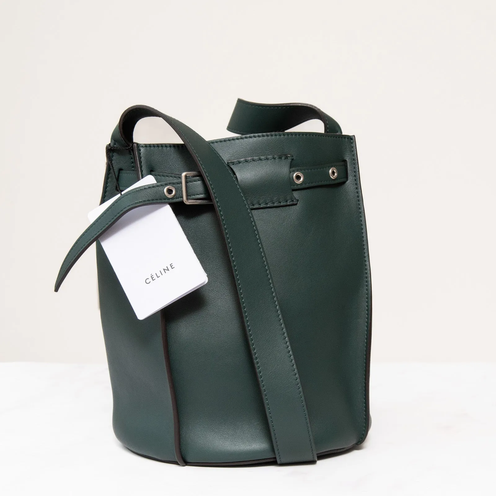 **UNUSED** Celine  Green Leather Bucket Bag