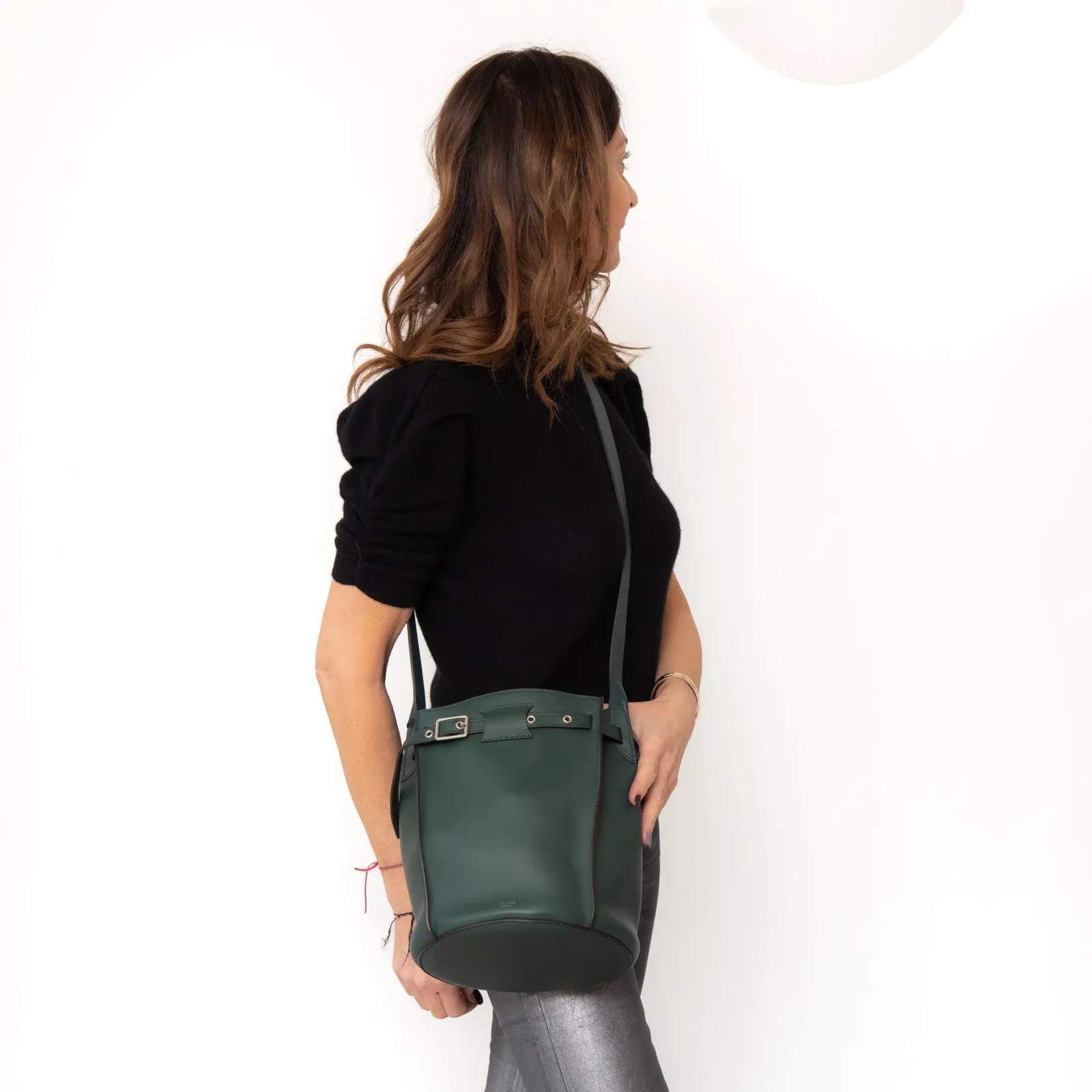 **UNUSED** Celine  Green Leather Bucket Bag
