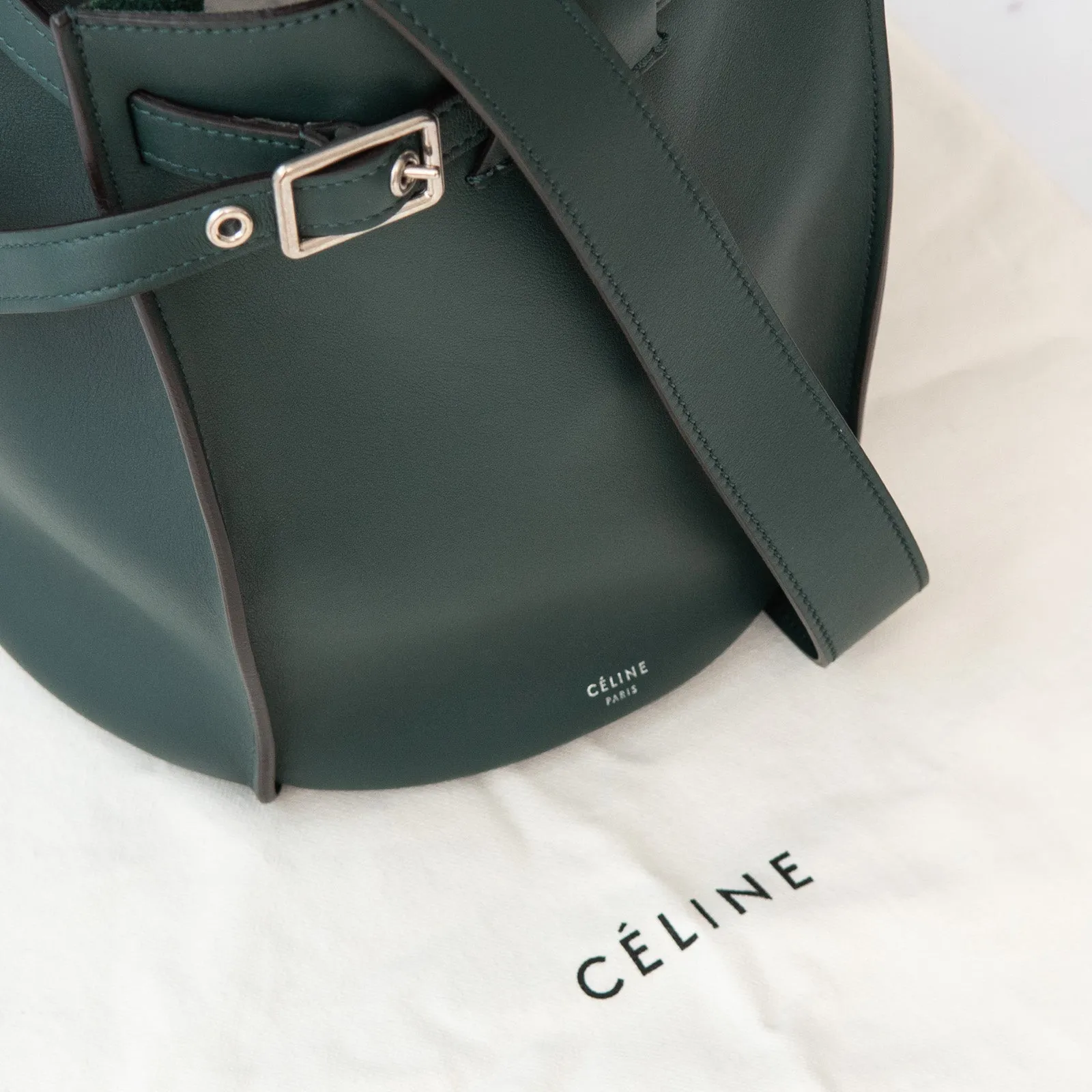 **UNUSED** Celine  Green Leather Bucket Bag