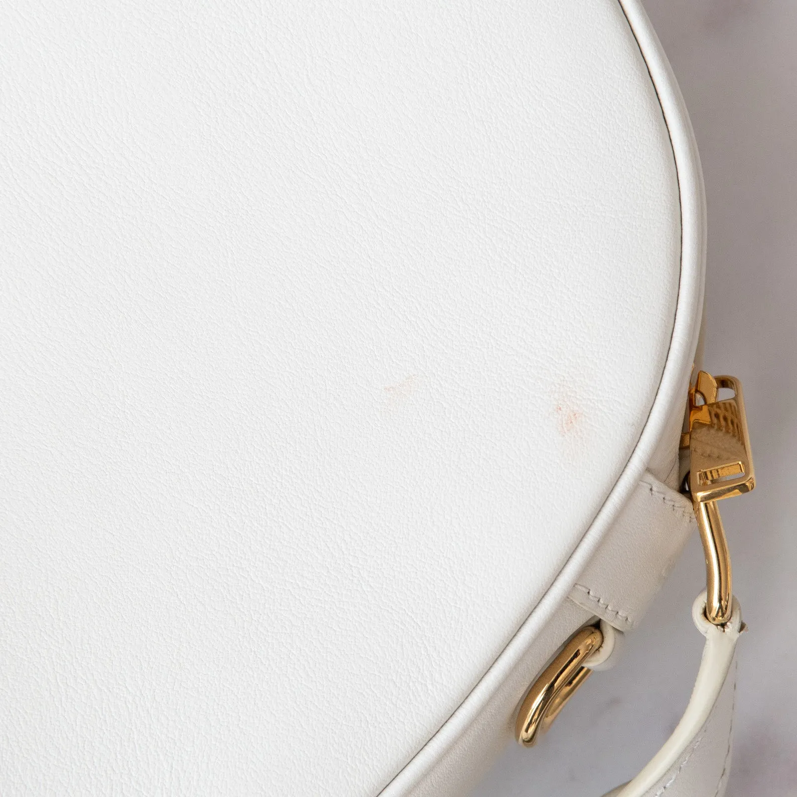 **UNUSED** Celine White Quilted Calfskin Leather C Charm  Camera Bag