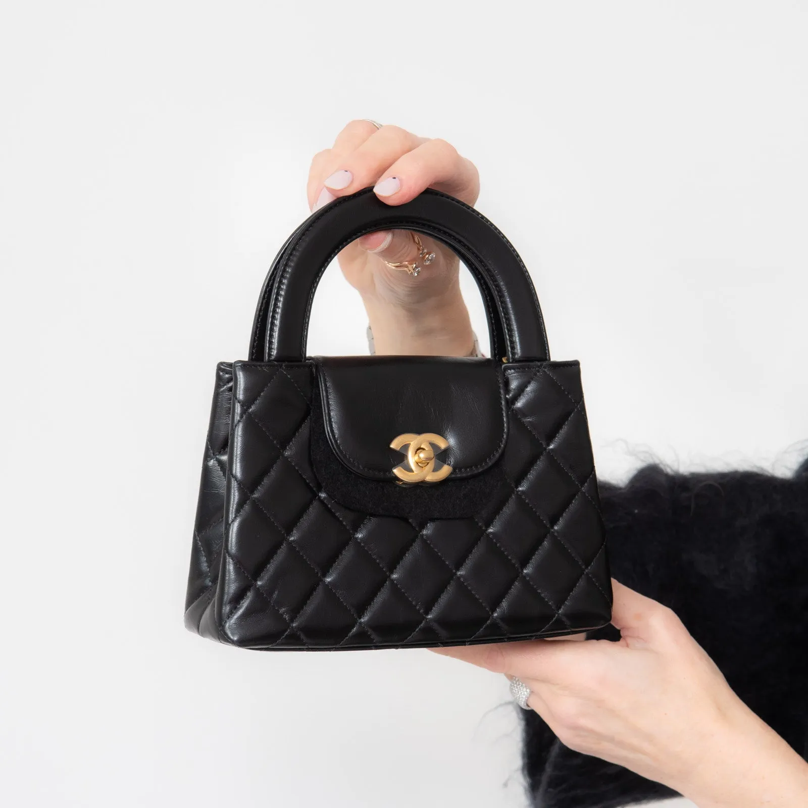 **UNUSED** Chanel Small Kelly Shopping Bag in Black Calfskin Leather with Brushed Gold Hardware