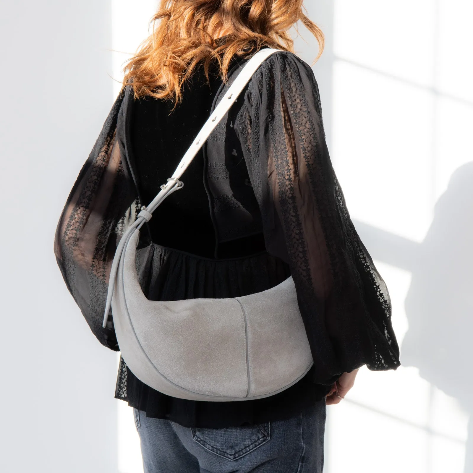 **UNUSED** Proenza Schouler Slide Grey Suede Shoulder Bag