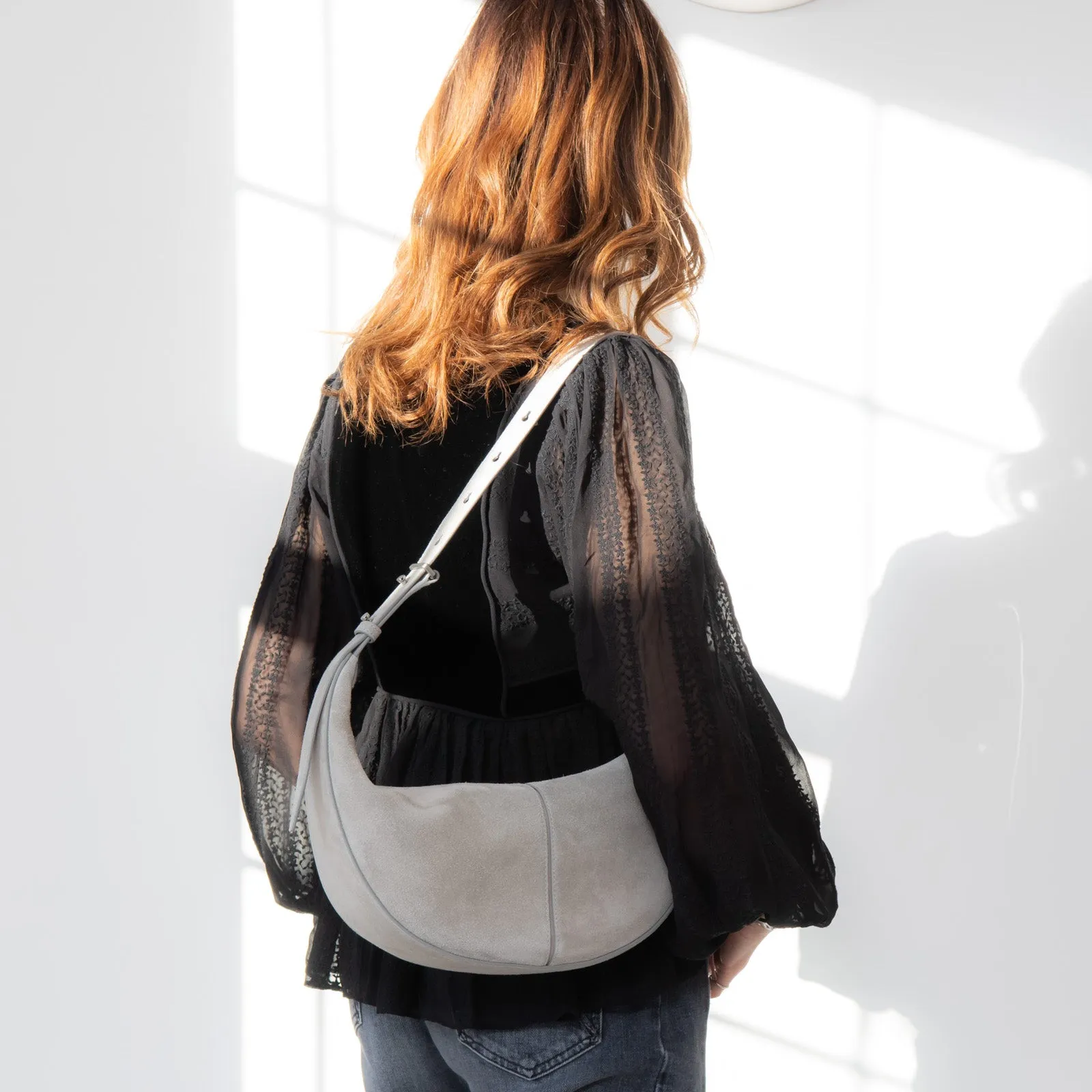 **UNUSED** Proenza Schouler Slide Grey Suede Shoulder Bag