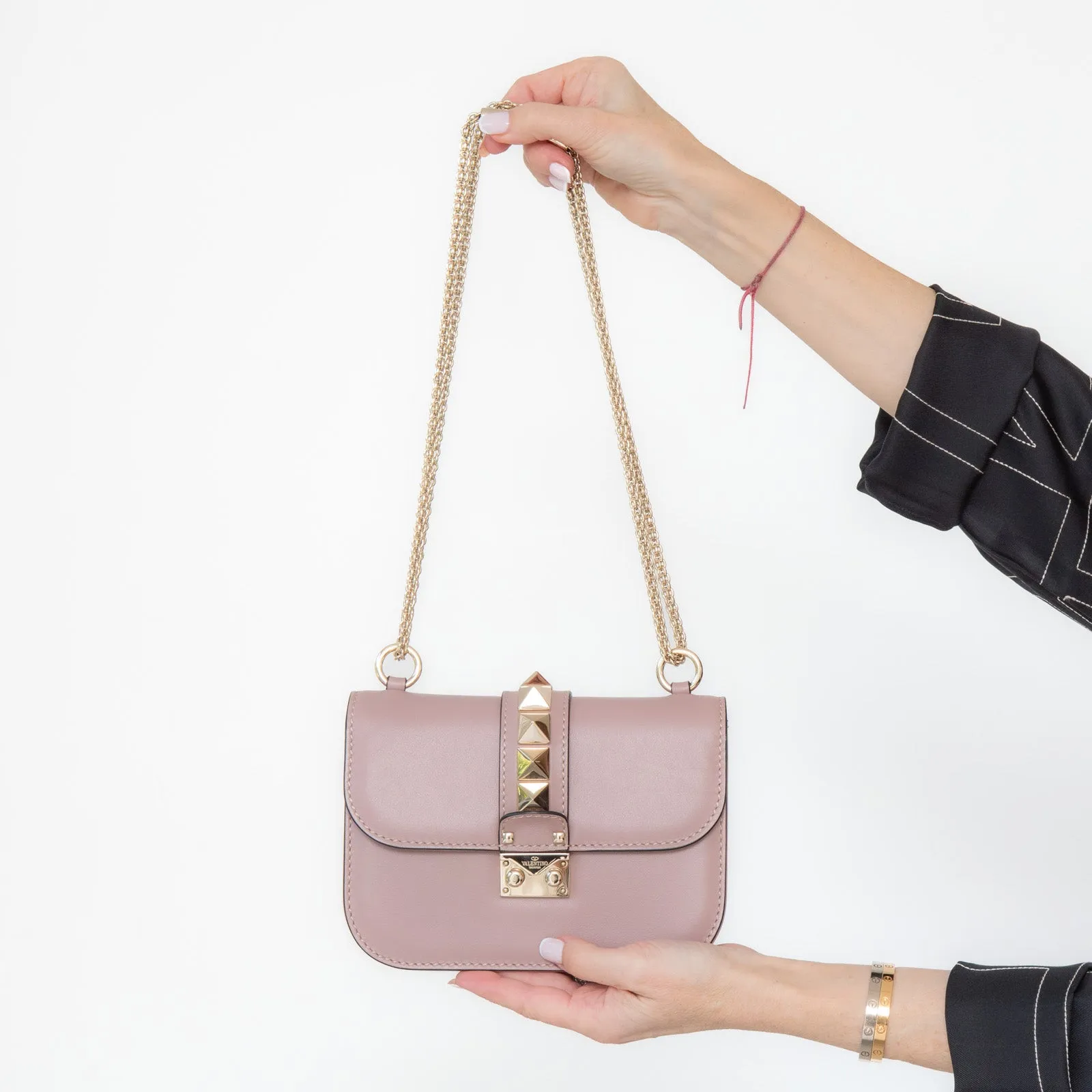 Valentino Garavani Rockstud Glamlock Blush Pink Bag