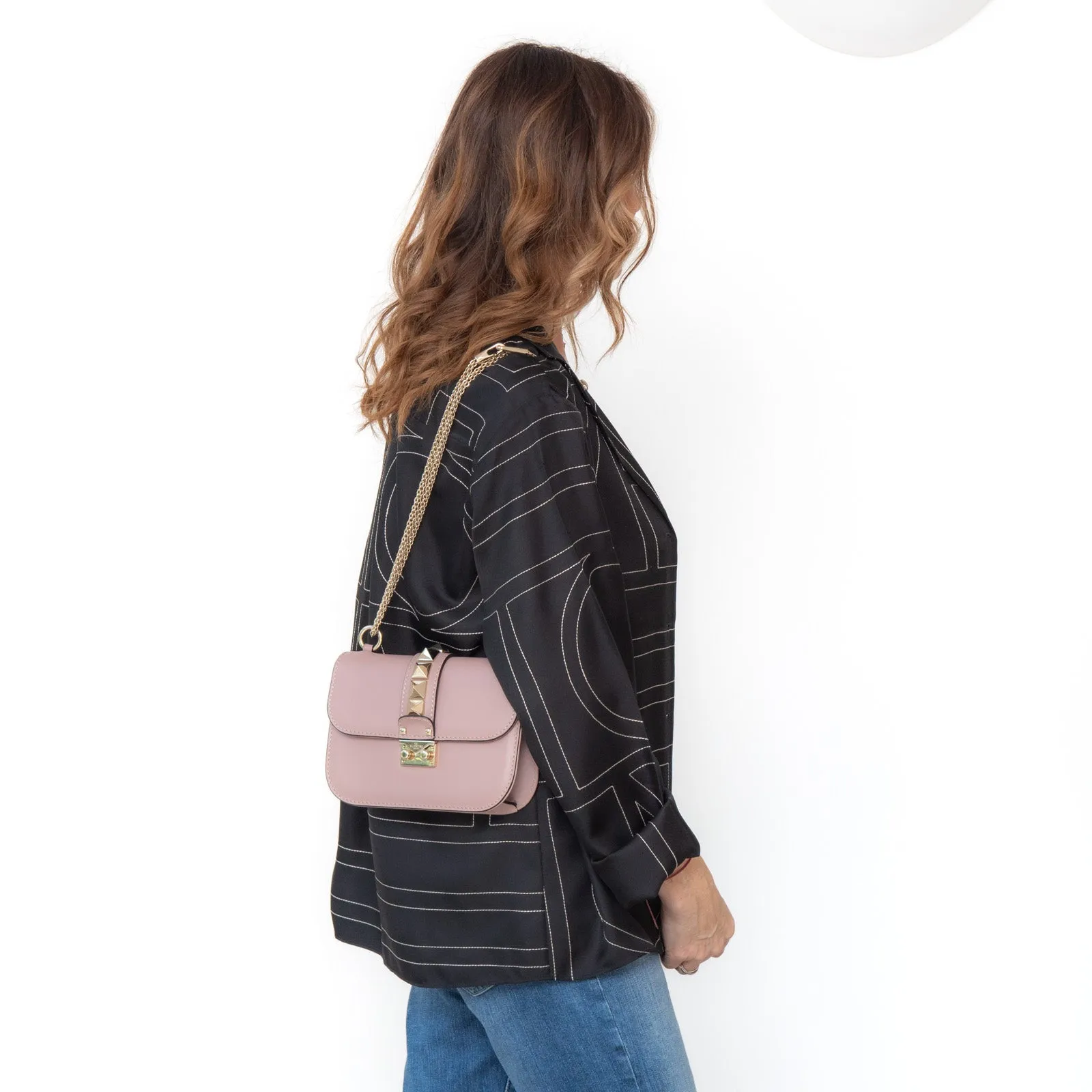 Valentino Garavani Rockstud Glamlock Blush Pink Bag