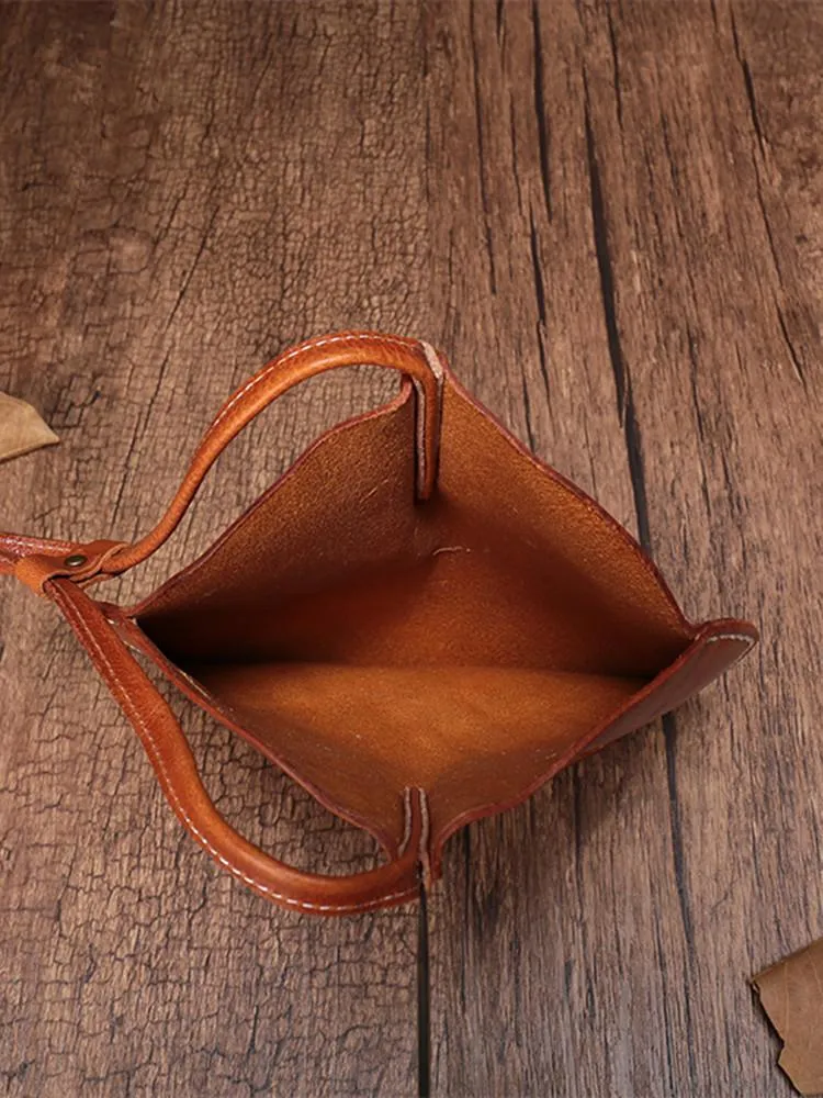 Vintage Brown Womens Circle Clutch Bag Round Small Purses Wristlet Round Bag for Ladies
