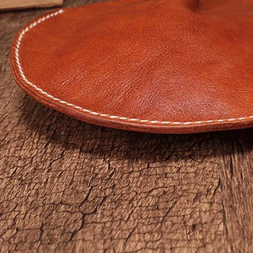 Vintage Brown Womens Circle Clutch Bag Round Small Purses Wristlet Round Bag for Ladies