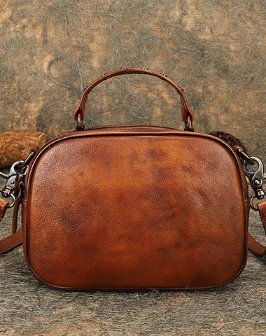 Vintage Green Leather Womens Around Handbag Shoulder Bags Crossbody Purse for Women