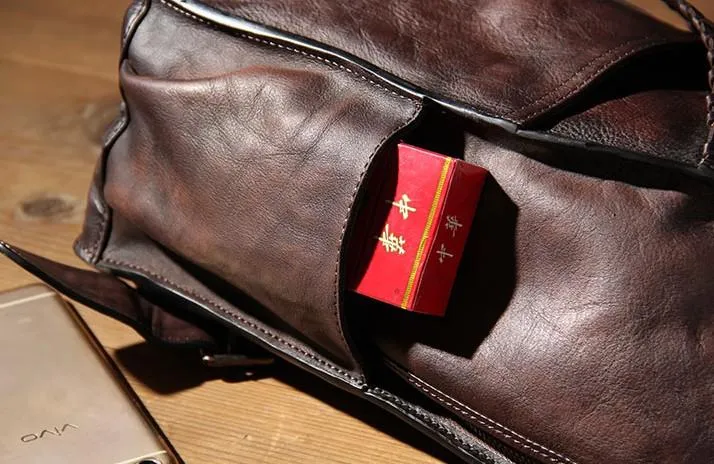 Vintage Leather Mens Cool Sling Bag Sling Shoulder Bag Chest Bag for men