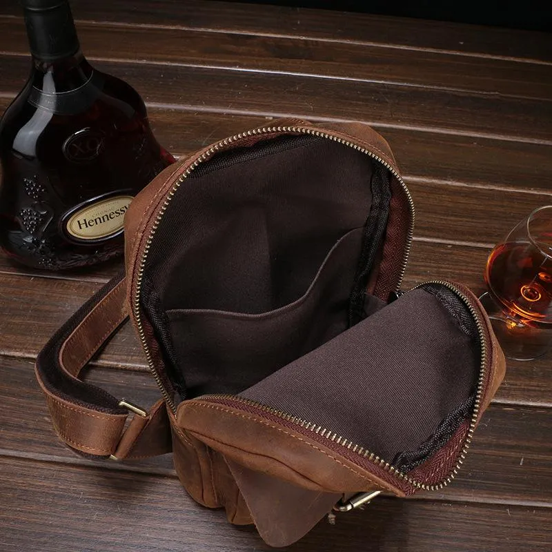 Vintage Leather Men's Sling Bag Chest Bag Sling Shoulder Bag For Men