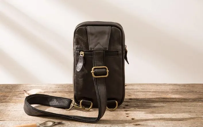 Vintage Leather Mens Sling Bag Sling Shoulder Bag Sling Backpack for men