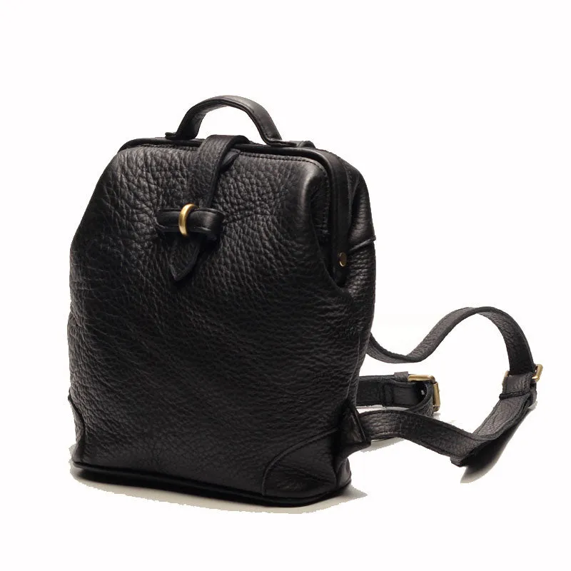 Vintage LEATHER WOMEN Doctor Backpack Purses Black School Backpacks FOR WOMEN