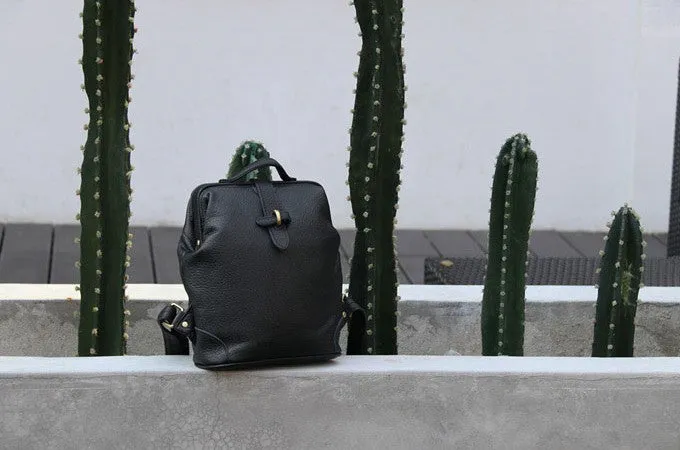Vintage LEATHER WOMEN Doctor Backpack Purses Black School Backpacks FOR WOMEN