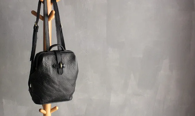 Vintage LEATHER WOMEN Doctor Backpack Purses Black School Backpacks FOR WOMEN