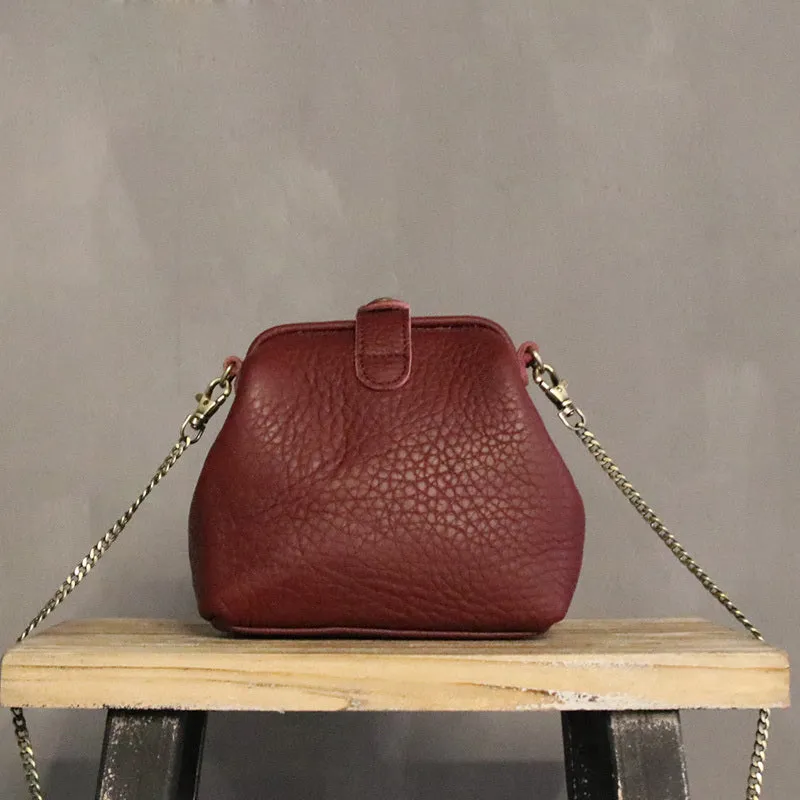 Vintage LEATHER WOMEN Small Doctor Purse Chain SHOULDER BAG Purses FOR WOMEN