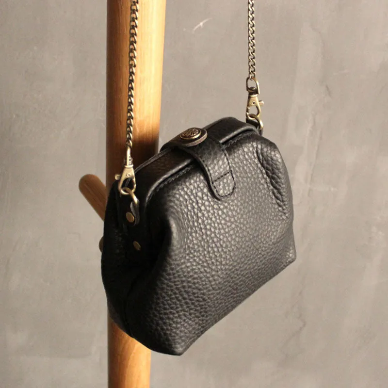 Vintage LEATHER WOMEN Small Doctor Purse Chain SHOULDER BAG Purses FOR WOMEN