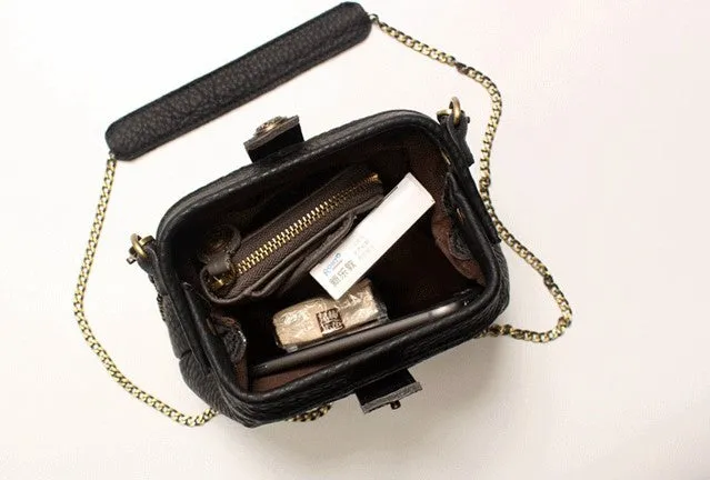 Vintage LEATHER WOMEN Small Doctor Purse Chain SHOULDER BAG Purses FOR WOMEN