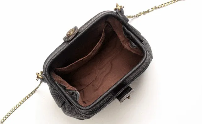 Vintage LEATHER WOMEN Small Doctor Purse Chain SHOULDER BAG Purses FOR WOMEN