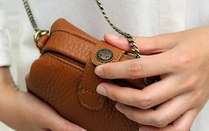 Vintage LEATHER WOMEN Small Doctor Purse Chain SHOULDER BAG Purses FOR WOMEN