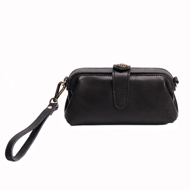 Vintage LEATHER Womens Wristlet Bag Doctor Long Wallet Mini Shoulder Bag FOR Women