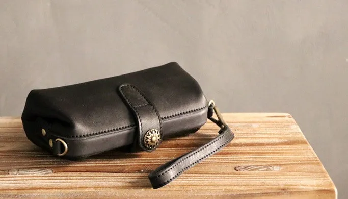 Vintage LEATHER Womens Wristlet Bag Doctor Long Wallet Mini Shoulder Bag FOR Women