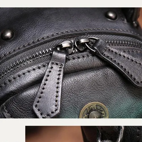 Vintage Red Geometric Womens Leather Round Brown Handbag Box Shoulder Bag Purse for Ladies