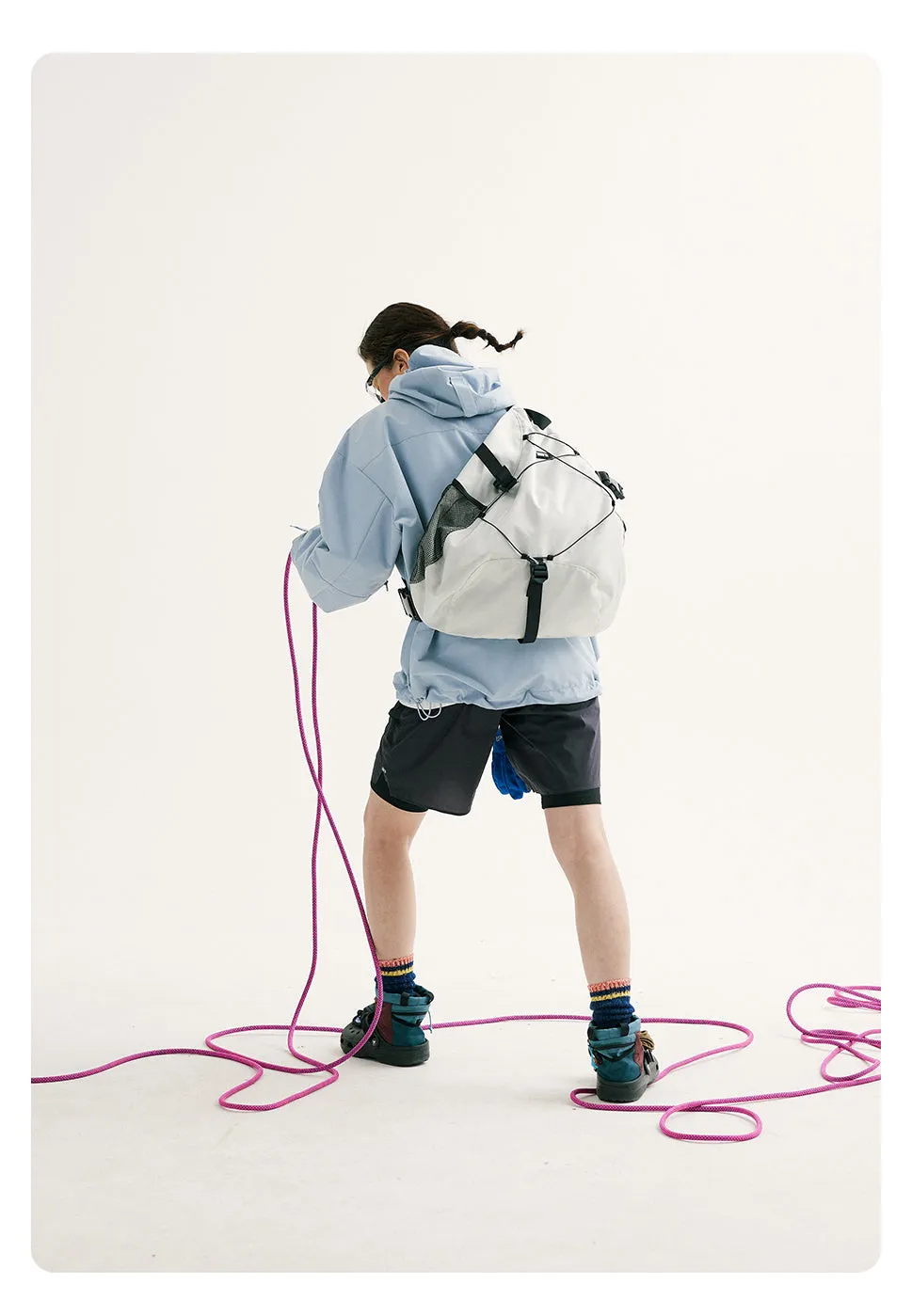 White Large Travel Sling Bag For Men Nylon Large Crossbody Sling Bag One Strap Backpack