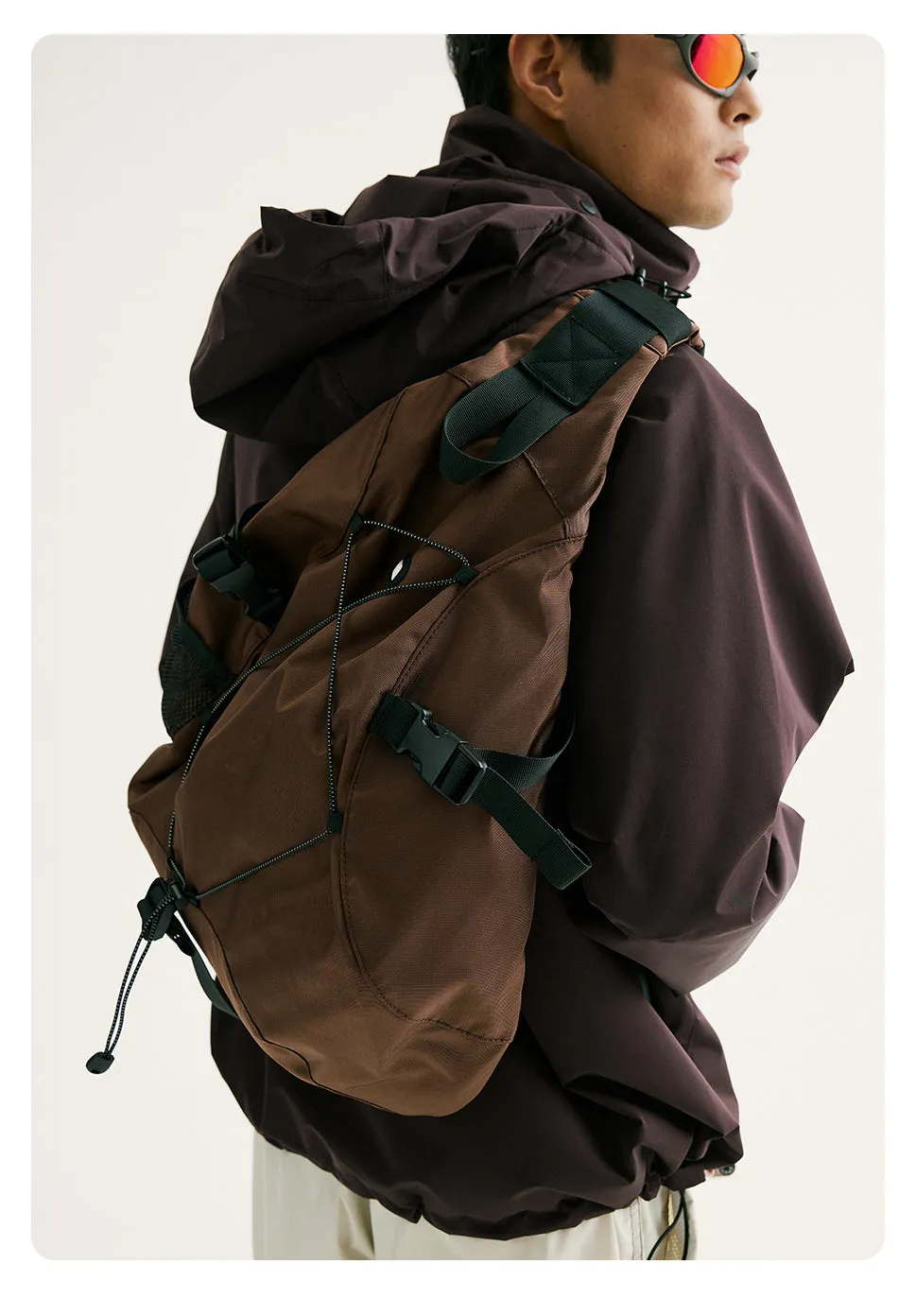 White Large Travel Sling Bag For Men Nylon Large Crossbody Sling Bag One Strap Backpack